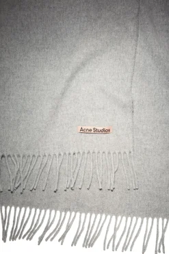 Acne Fringe Wool Scarf Skjerf Lys Grå Melert