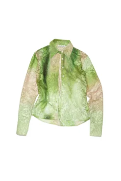 Acne Lace Button-Up Shirt Skjorte Limegrønn