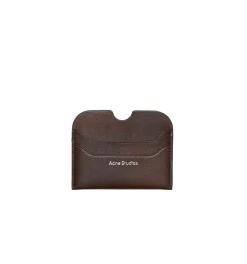 Acne Leather Card Holder Lommebok Mørkebrun
