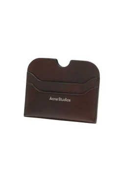 Acne Leather Card Holder Lommebok Mørkebrun