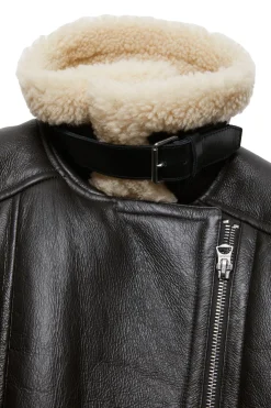 Acne Leather Shearling Jacket Jakke Brun/Beige