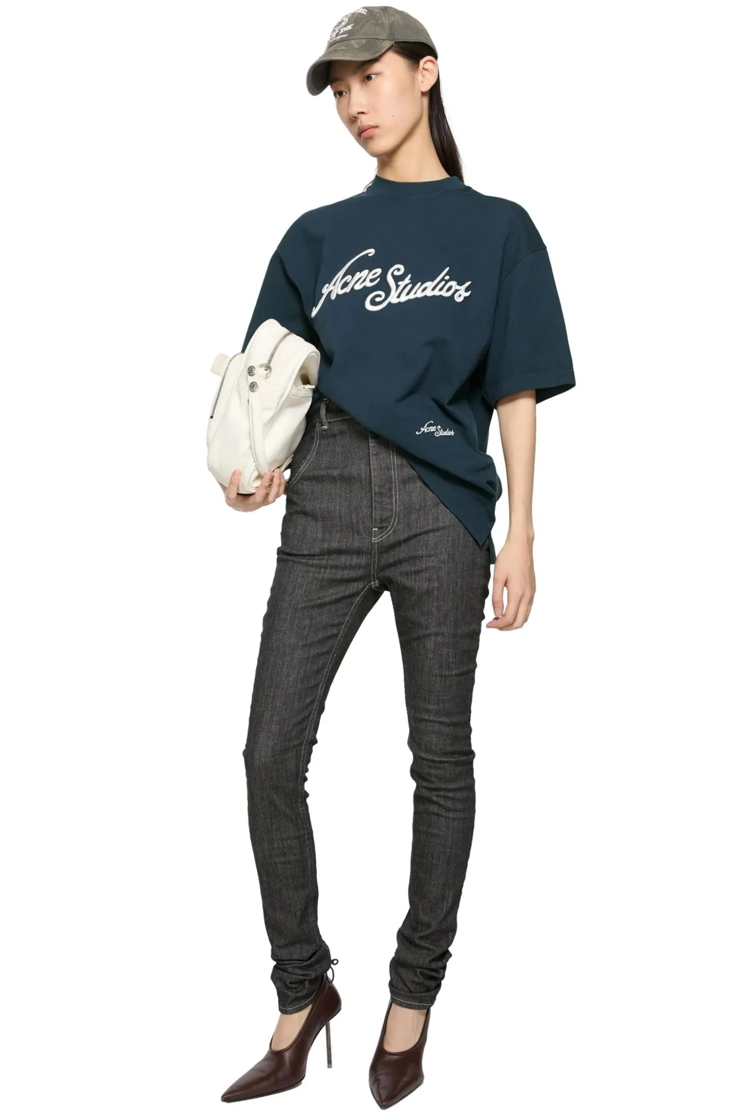 Acne Logo T-shirt - Relaxed Fit T-shirt Marine