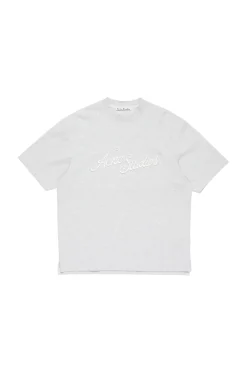 Acne Logo T-Shirt - Relaxed Fit T-shirt Lysegrå