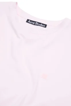 Acne Regular Fit Face T-Shirt T-shirt Lys Rosa