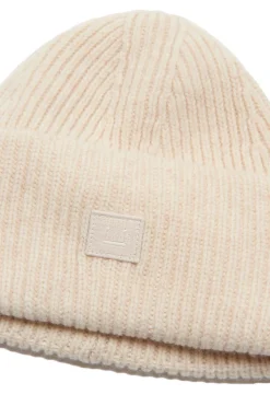 Acne Small face logo beanie Lue Lys Beige
