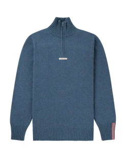 Amundsen Deck Half Zip Mens Genser Melert Blå