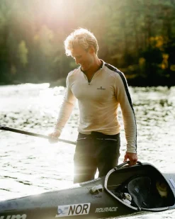 Amundsen 5Mila Half Zip Mens Genser Hvit Og Mørkeblå