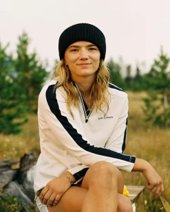 Amundsen 5Mila Half Zip Womens Stripe Genser Hvit Og Mørkeblå