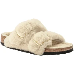 Birkenstock Arizona Big Buckle Teddy Narrow Sko Off-White