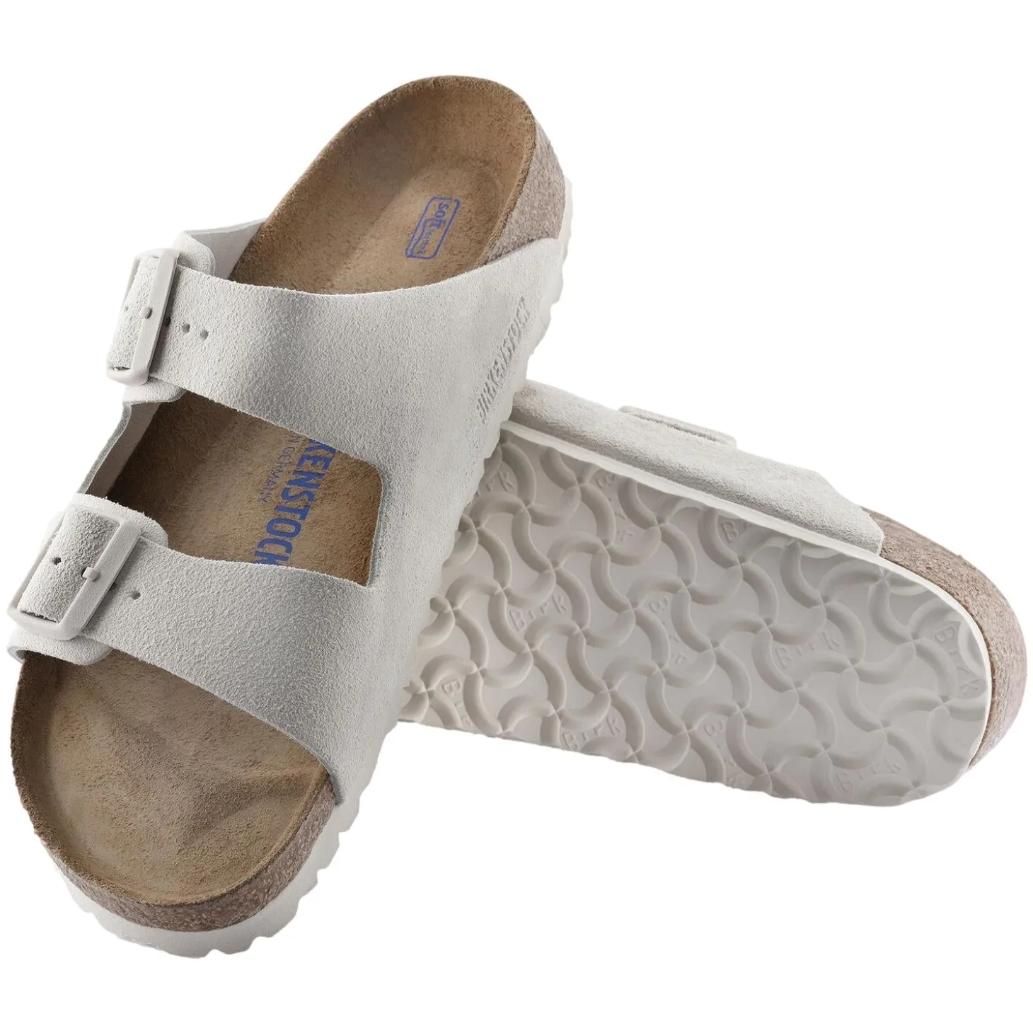 Birkenstock Arizona Suede Leather Narrow Antique White Sko Hvit