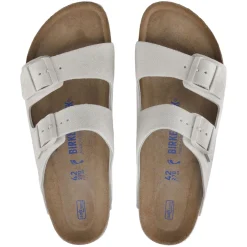 Birkenstock Arizona Suede Leather Narrow Antique White Sko Hvit