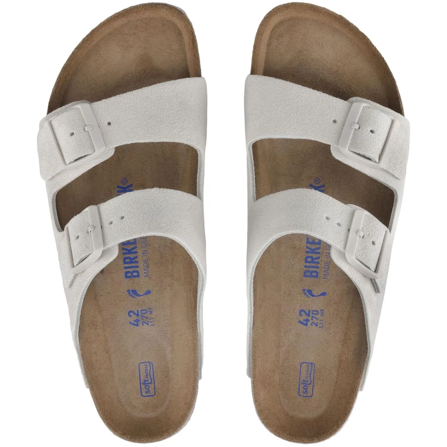 Birkenstock Arizona Suede Leather Narrow Antique White Sko Hvit