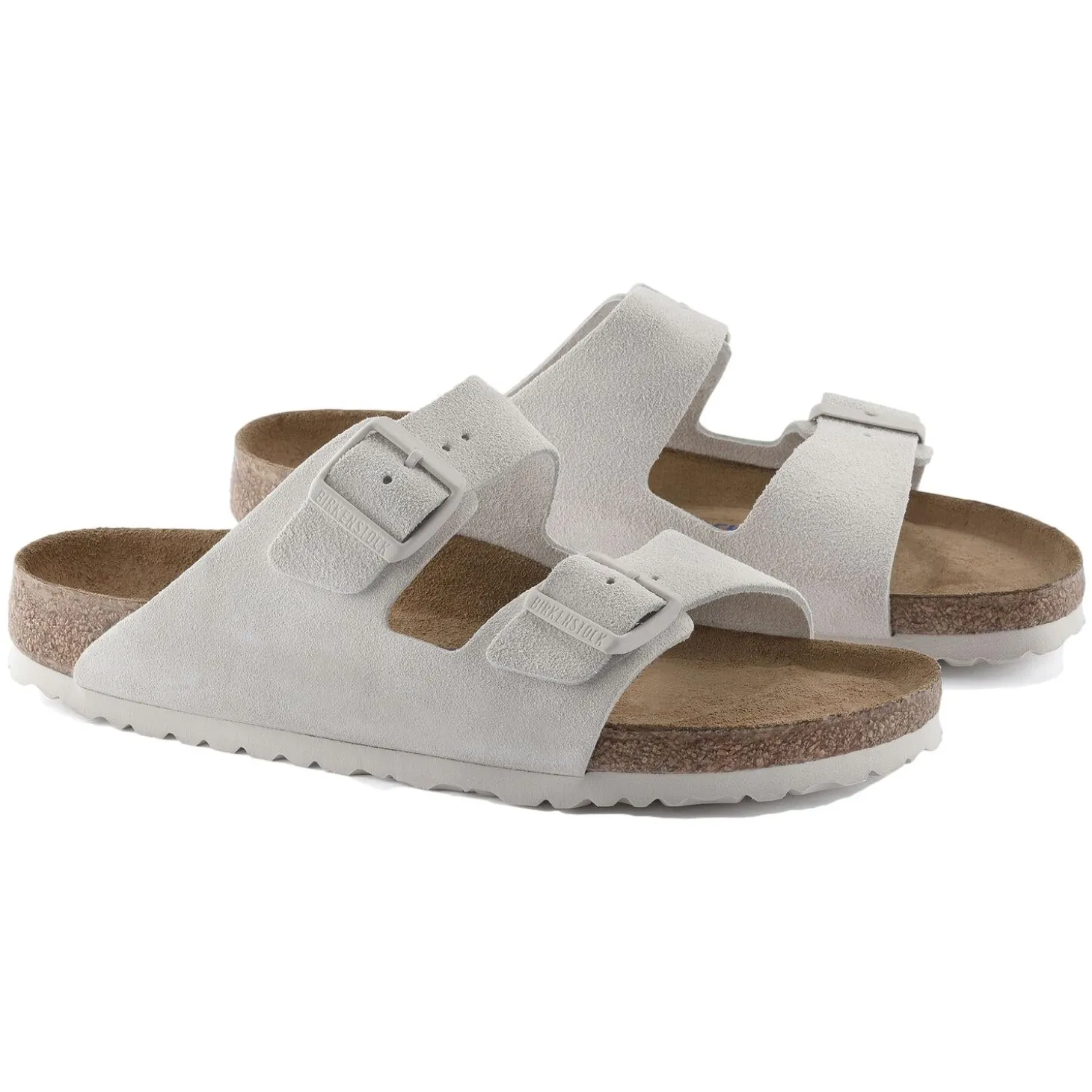 Birkenstock Arizona Suede Leather Narrow Antique White Sko Hvit