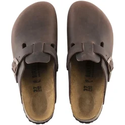 Birkenstock Boston Natural Leather Narrow Oiled Habana Sko Mørkebrun
