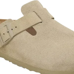 Birkenstock Boston Suede Narrow Faded Khaki Sko Khaki
