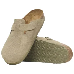 Birkenstock Boston Suede Regular Faded Khaki Sko Khaki