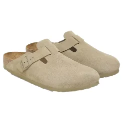 Birkenstock Boston Suede Regular Faded Khaki Sko Khaki