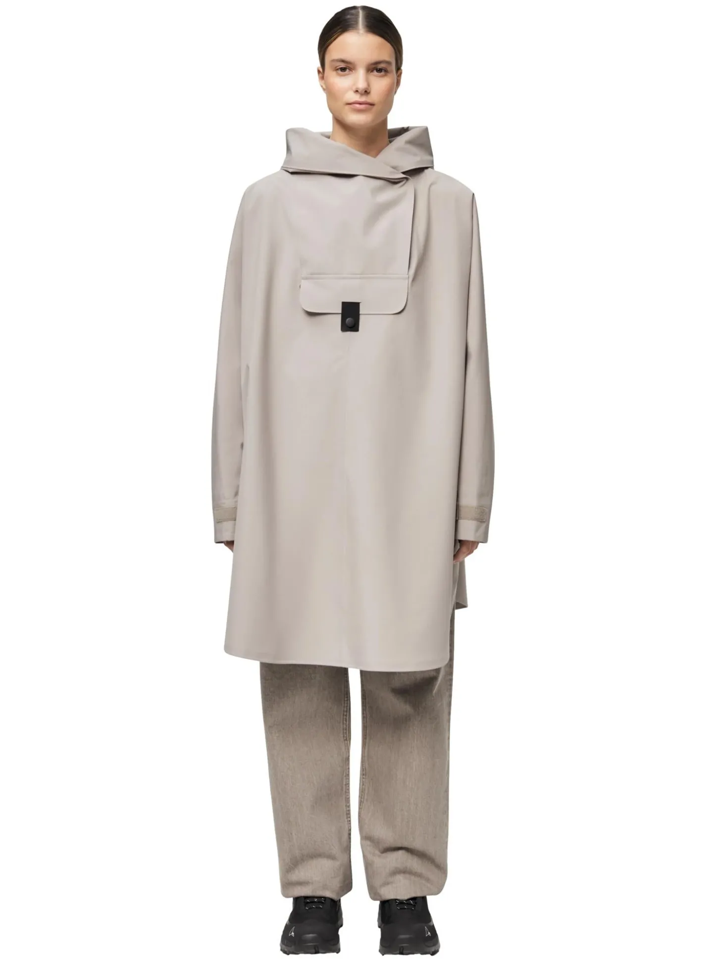 Blæst Bergen Poncho Low Tide Jakke Beige Grå