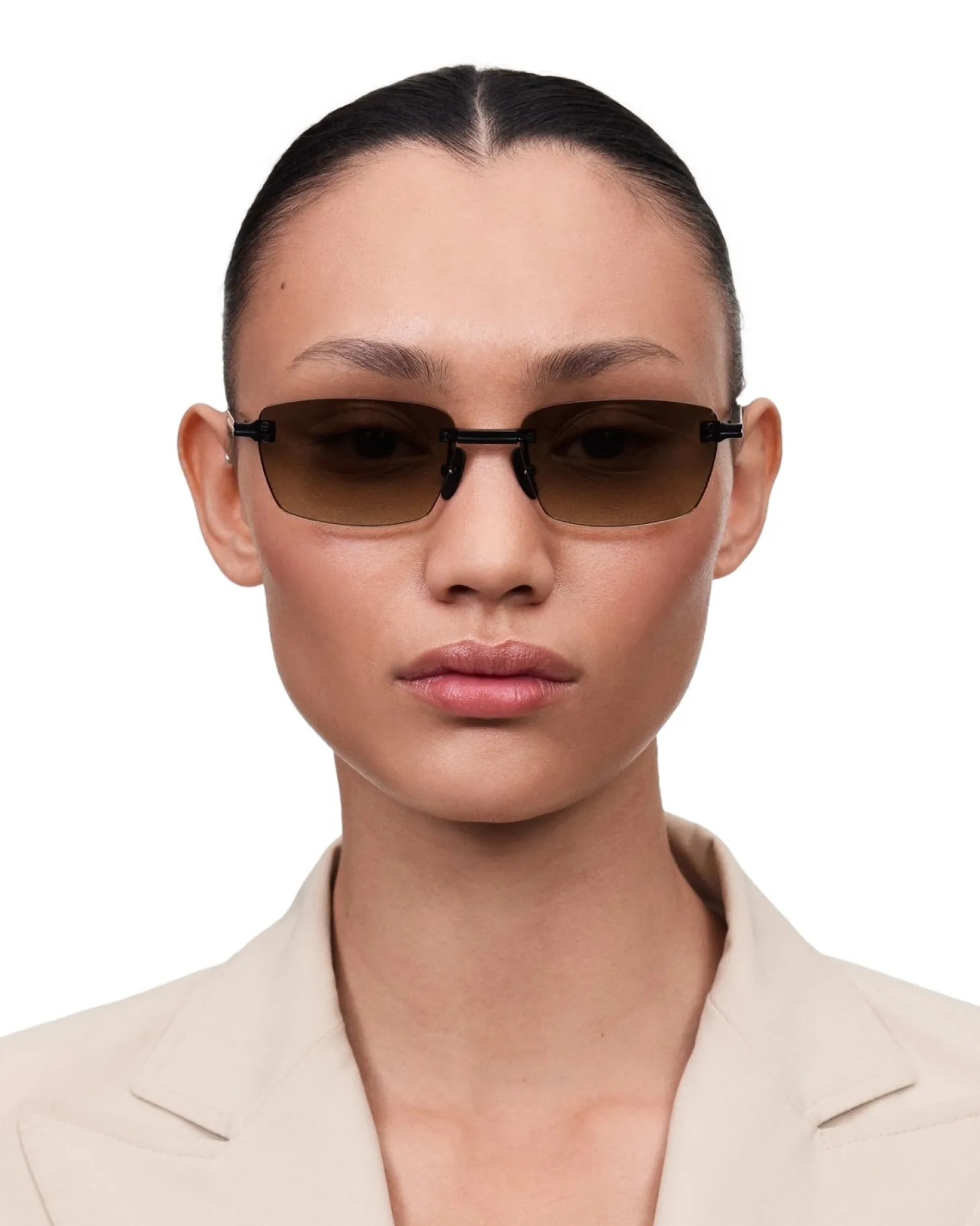 Chimi Eyewear Rimless Cubic Brown Gradient Solbriller Lysebrun