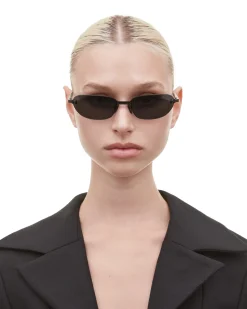 Chimi Eyewear Rimless Oval Black Solbriller Sort