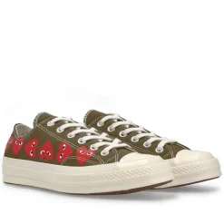 Comme des Garcons Play x Converse CDG Multi LOW Top Khaki Sko Grønn