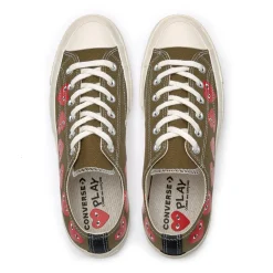 Comme des Garcons Play x Converse CDG Multi LOW Top Khaki Sko Grønn
