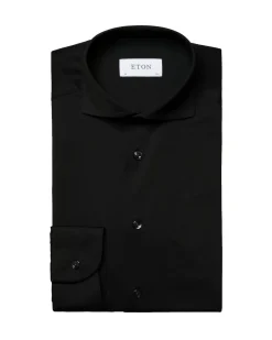 Eton Black Four-Way Stretch Shirt Skjorte Sort