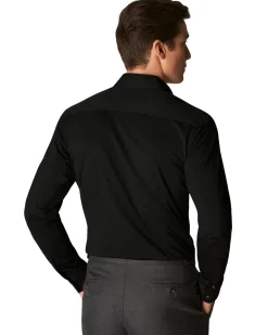 Eton Black Four-Way Stretch Shirt Skjorte Sort