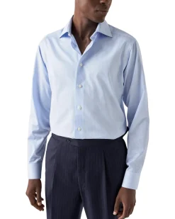 Eton Fine Stripe Signature Twill Shirt Skjorte Lyseblå Striper
