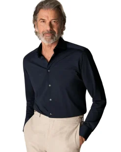 Eton Navy Four-Way Stretch Shirt Skjorte Marine