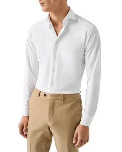 Eton Semi Solid Four-Way Stretch Shirt Skjorte Hvit
