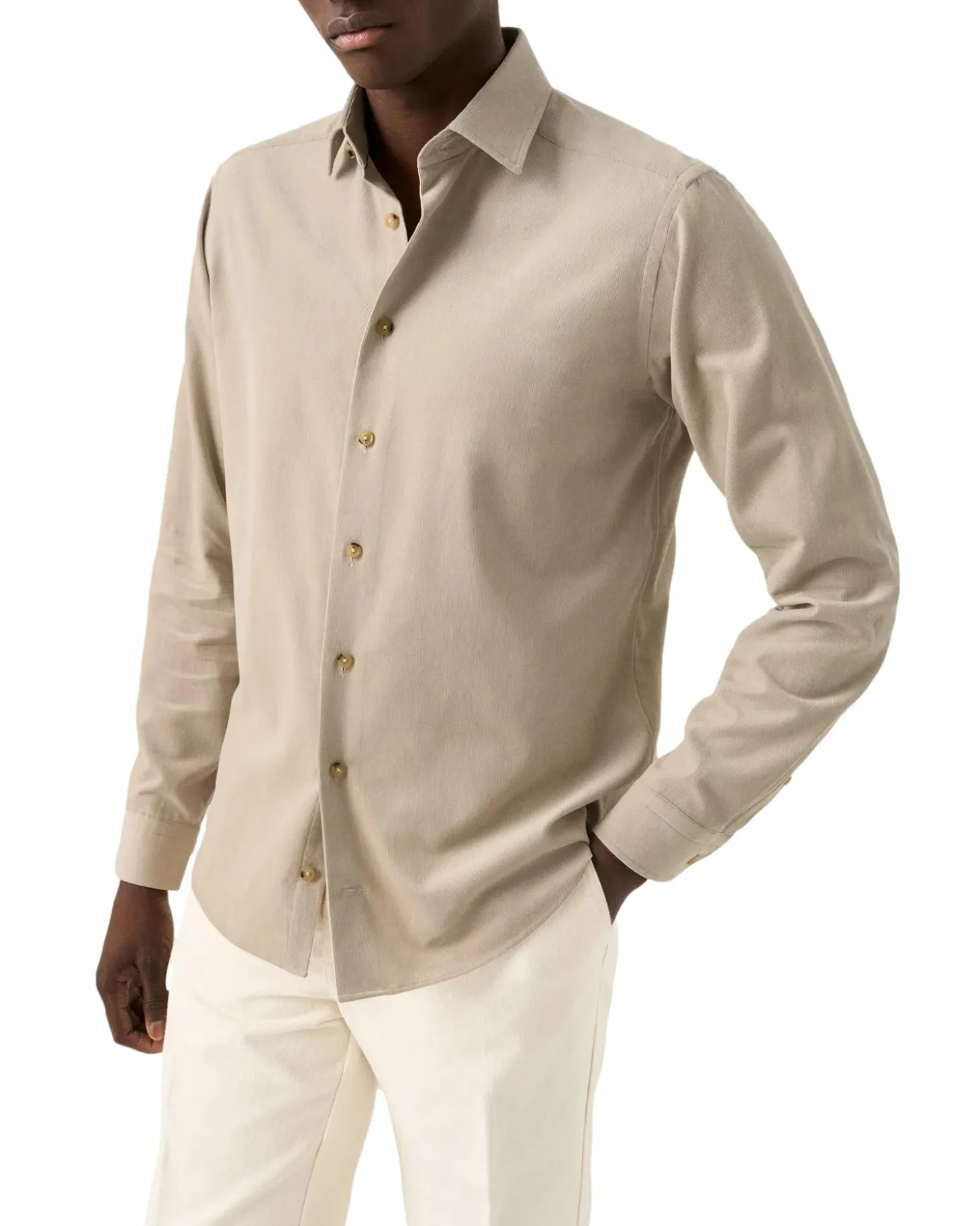 Eton Solid Corduroy Shirt Skjorte Lys Brun