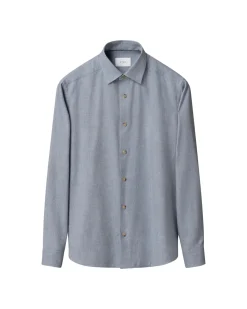 Eton Solid Flannel Shirt Skjorte Lys Blå Melert