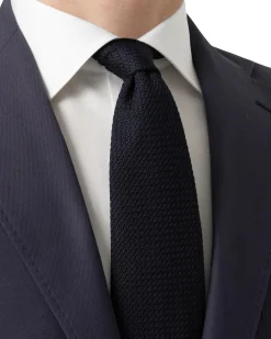 Eton Solid Grenadine Tie Slips Marine