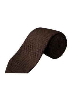 Eton Solid Grenadine Tie Slips Mørkebrun