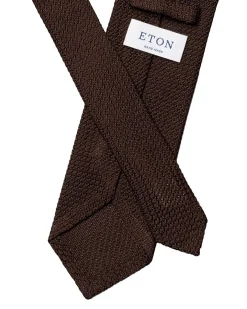 Eton Solid Grenadine Tie Slips Mørkebrun
