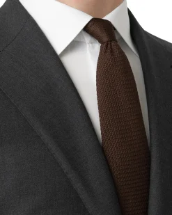 Eton Solid Grenadine Tie Slips Mørkebrun