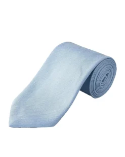 Eton Solid Silk Linen Tie Slips Lyseblå