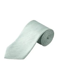 Eton Solid Silk Linen Tie Slips Lysegrønn