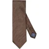 Eton Solid Silk Linen Tie Slips Brun