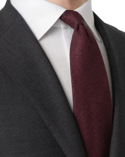 Eton Solid Wool Flannel Tie Slips Mørkerød