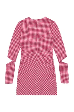 Ganni Stretch Seersucker Cutout Mini Dress Kjole Rød