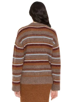 Holzweiler Fluffy Stripe Crew Genser Lysebrun