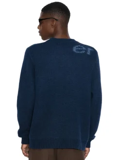 Holzweiler Haza Logo Crew Genser Mørk Blå Melert