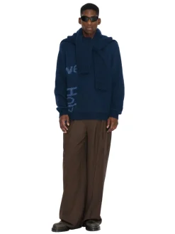 Holzweiler Haza Logo Crew Genser Mørk Blå Melert