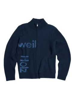 Holzweiler Haza Logo Zip Cardigan Genser Mørk Blå Melert