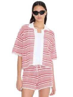 Holzweiler Kelp Striped Shirt T-shirt Hvit Og Rød