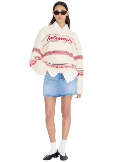 Holzweiler W. Holzweiler Logo Crew Genser Beige Og Rød