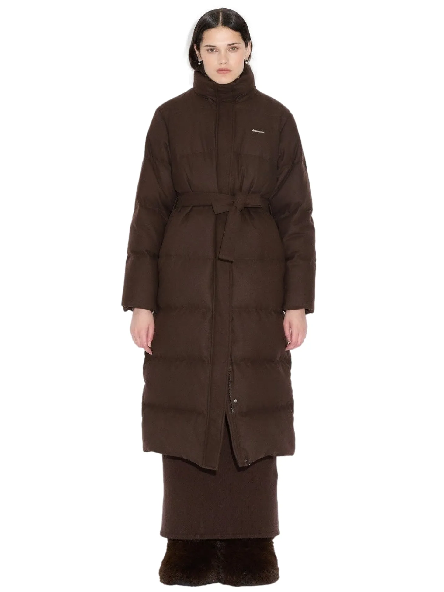 Holzweiler W Tech Wool Down Coat Jakke Mørkebrun