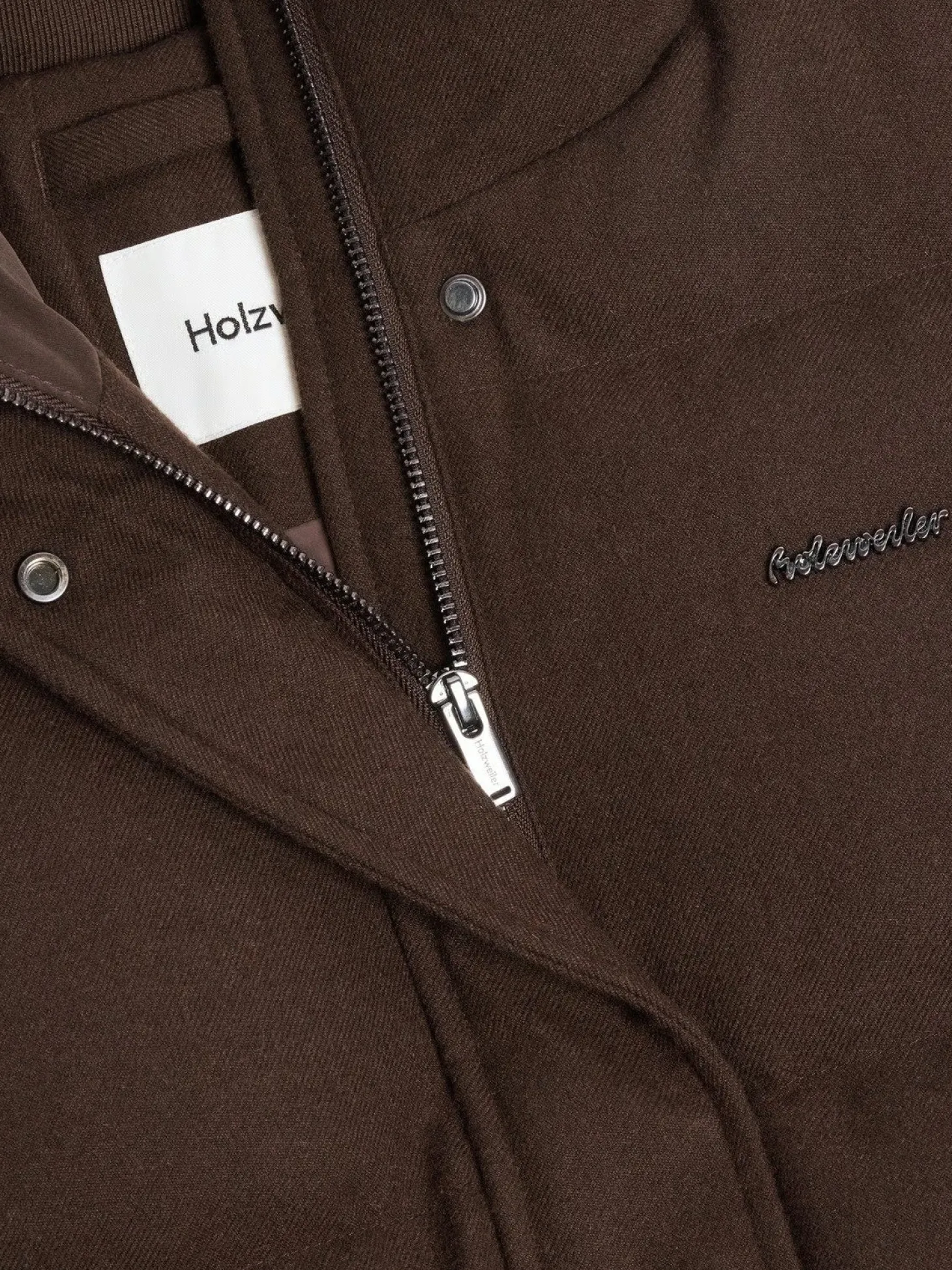 Holzweiler W Tech Wool Down Coat Jakke Mørkebrun